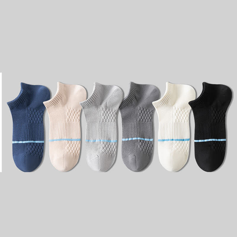 Cotton Mesh Honeycomb Bottom No Show Socks(6 Pairs)