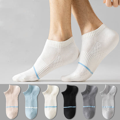 Cotton Mesh Honeycomb Bottom No Show Socks(6 Pairs)