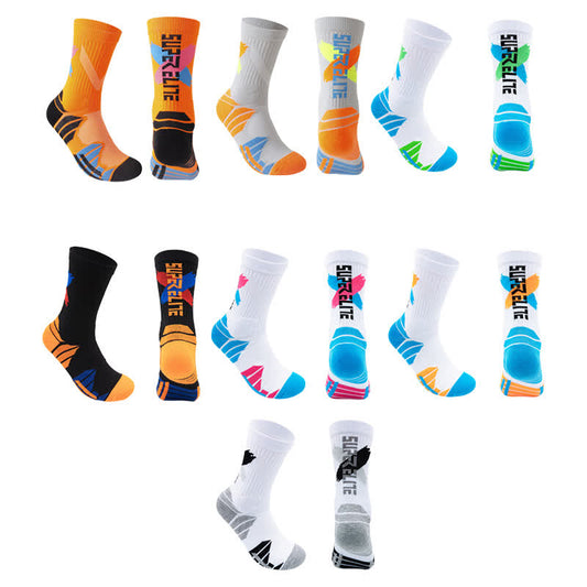 Color-Block Cushioned Support Basketball Quarter Socks(7 Pairs)