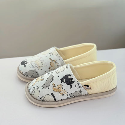 Plusock Cat Print Non-Slip Canvas Home Slippers - White - EU42-43(US8.5-9) - image 0