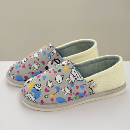 Cute Animal Print Non-Slip Canvas Home Slippers