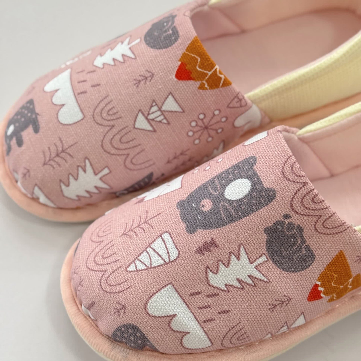 Cute Animal Print Non-Slip Canvas Home Slippers