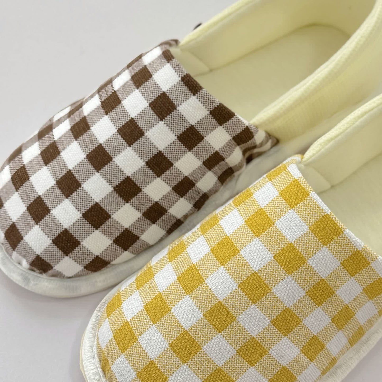 Plaid Print Non-Slip Canvas Home Slippers