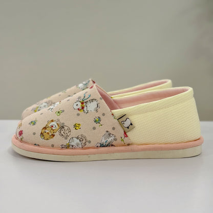 Rabbit Print Non-Slip Canvas Home Slippers