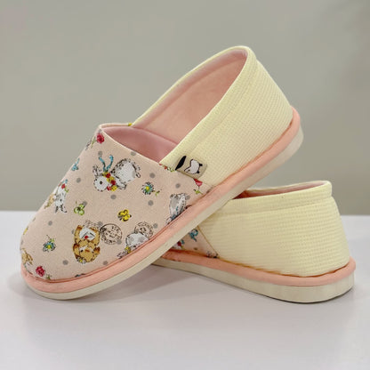Rabbit Print Non-Slip Canvas Home Slippers