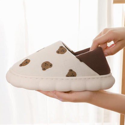Cartoon Print Thick-Soled Non-Slip Closed-Back Slippers