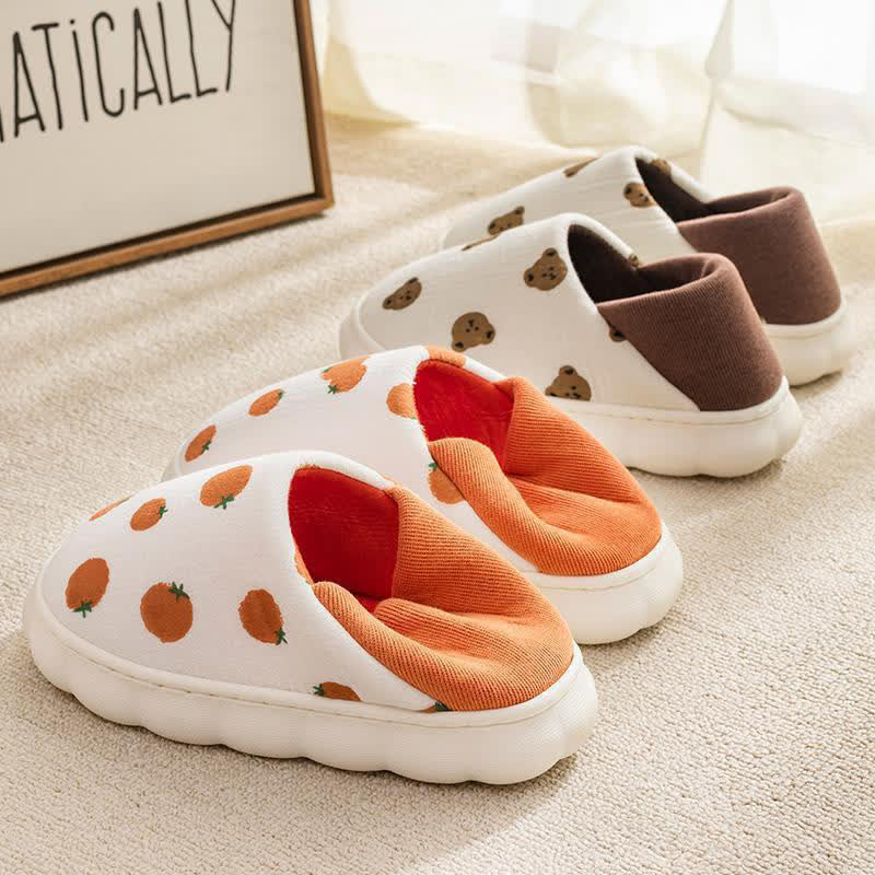 Cartoon Print Thick-Soled Non-Slip Closed-Back Slippers