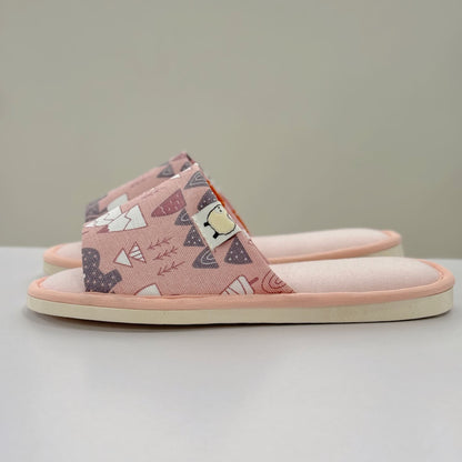 Cartoon Print Canvas Open-Toe Home Slippers