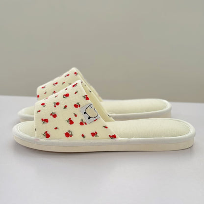 Floral Canvas Open-Toe Home Slippers