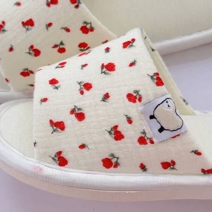 Floral Canvas Open-Toe Home Slippers