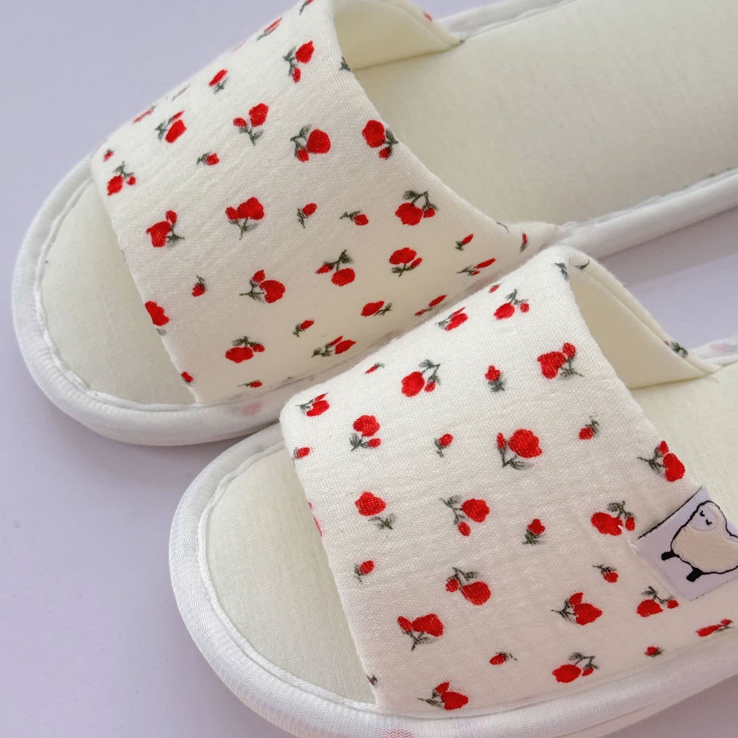 Floral Canvas Open-Toe Home Slippers