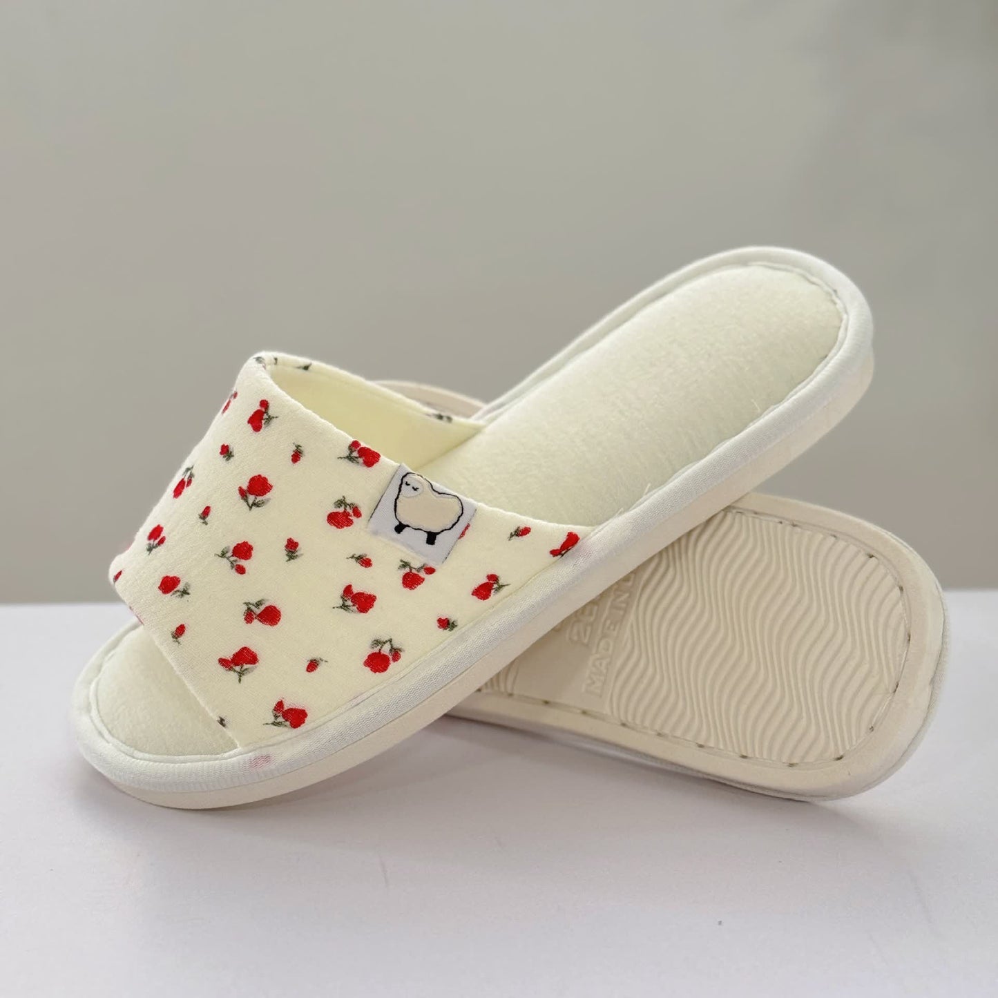 Floral Canvas Open-Toe Home Slippers