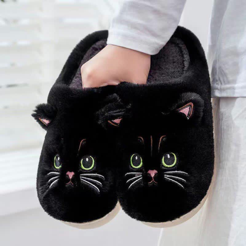 Plusock Cute Cartoon Kitten Indoor Plush Slippers - Black - EU46-47(US10-11) - image 13