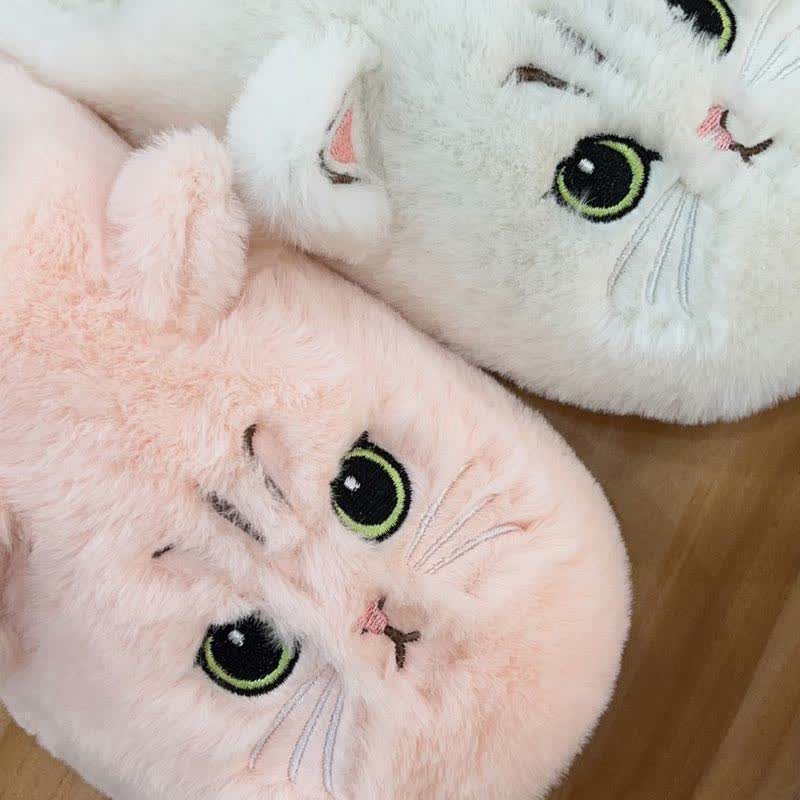 Cute Cartoon Kitten Indoor Plush Slippers