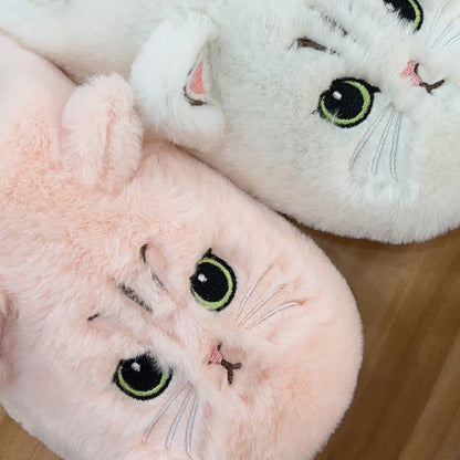 Cute Cartoon Kitten Indoor Plush Slippers