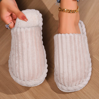 Solid Color Closed-Toe Home Thick Sole Warm Slippers