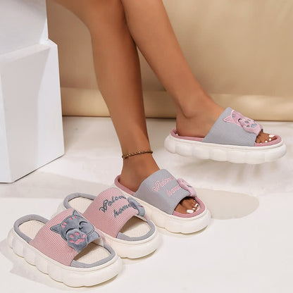 Cute Cartoon Kitten Home Slippers