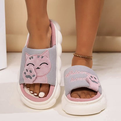 Cute Cartoon Kitten Home Slippers