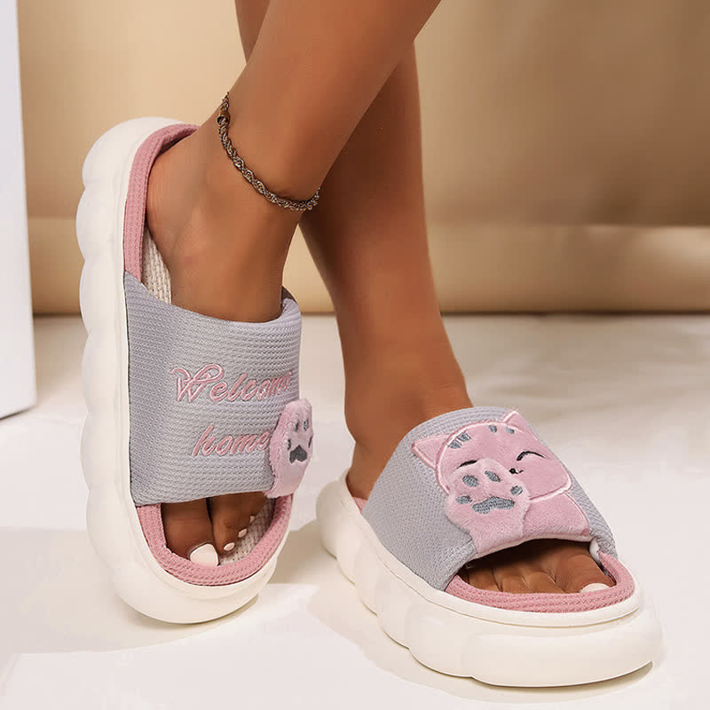 Cute Cartoon Kitten Home Slippers