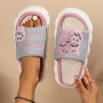 Cute Cartoon Kitten Home Slippers