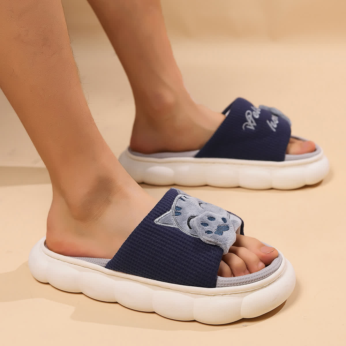 Cute Cartoon Kitten Home Slippers
