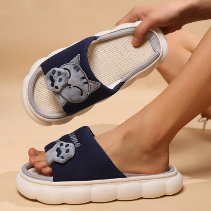 Cute Cartoon Kitten Home Slippers