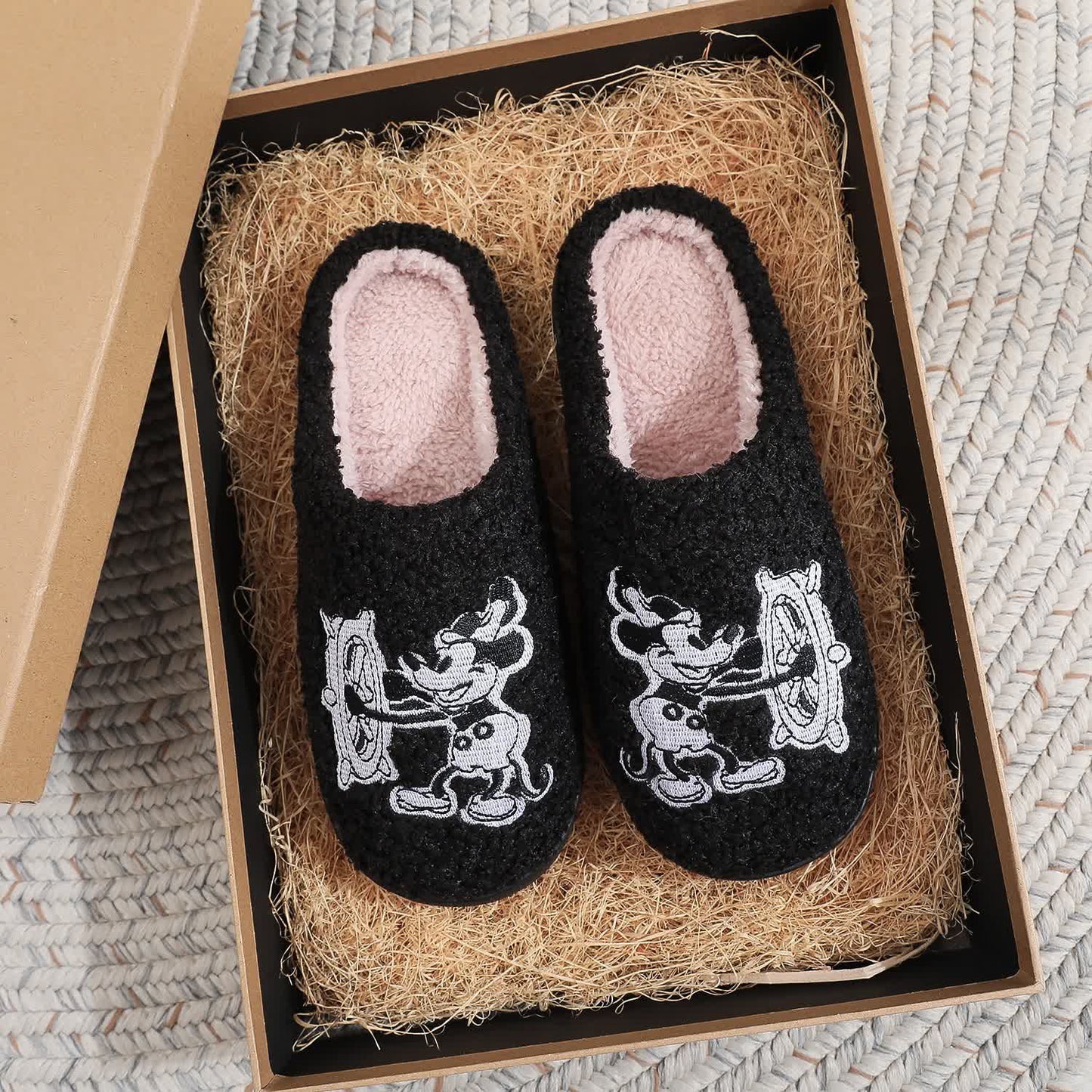 Cute Animal Embroidery Home Slippers