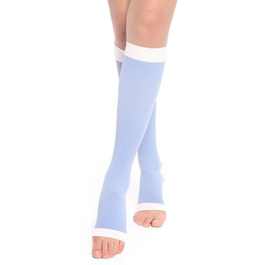 Simple Solid Color Open Toe Compression Socks(2 Pairs)