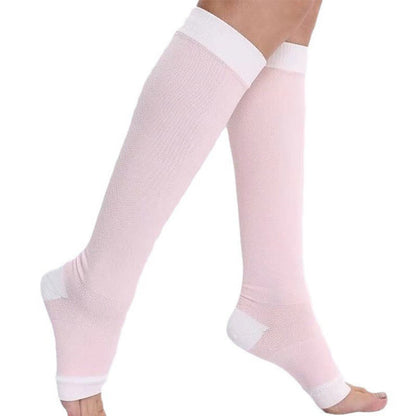Plusock Simple Solid Color Open Toe Compression Socks(2 Pairs)