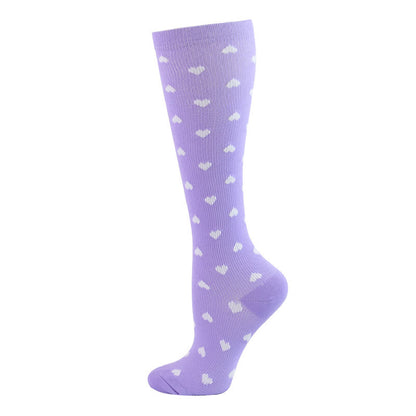 Plusock Polka Dot Heart Print Compression Socks(6 Pairs)