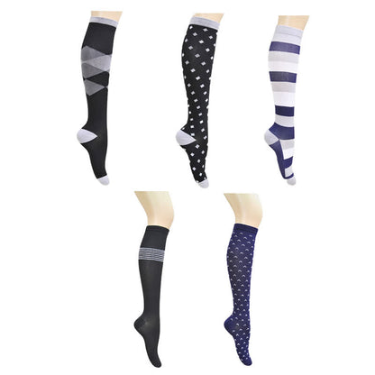 Plusock Geometric Print Compression Socks(5 Pairs)