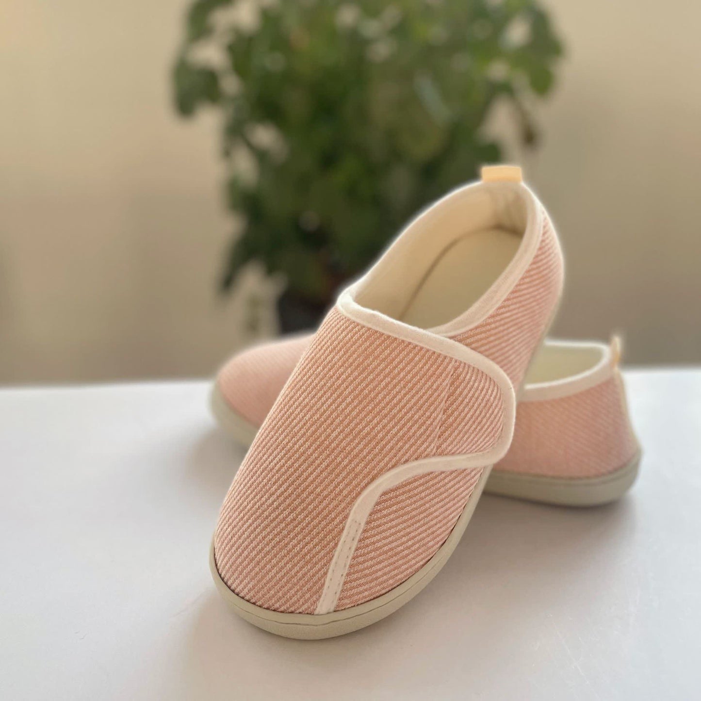 Striped Soft-Sole Velcro Slippers