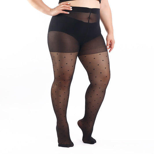 Plus Size Polka Dot Sheer Pantyhose(3 Pairs)