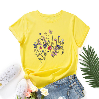 Plusock Plus Size Floral Print Short Sleeve T-Shirt