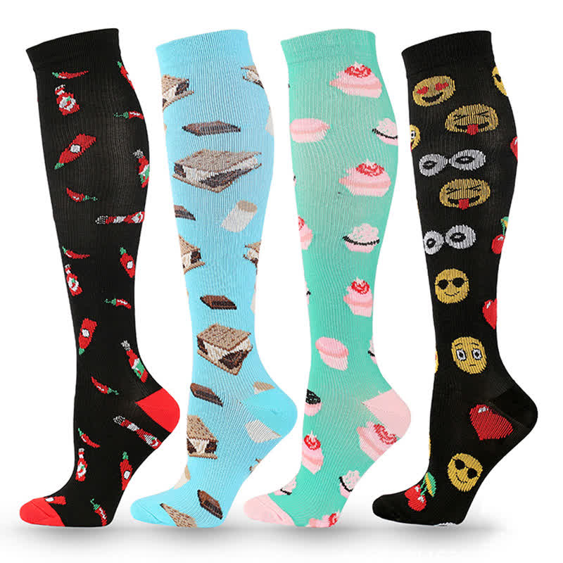 Plusock Fun Print Compression Socks(4 Pairs) - image 0