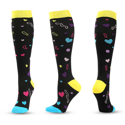 Plusock Heart and Moon Print Compression Socks(4 Pairs)