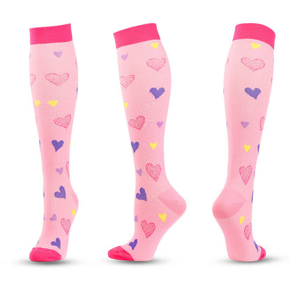 Plusock Heart and Moon Print Compression Socks(4 Pairs)
