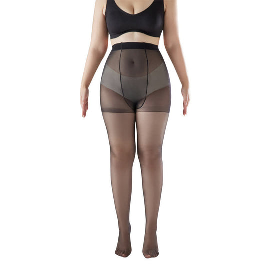 Plusock Ultra-thin High Waist Anti-snagging Sheer Pantyhose(2 Pairs) - Black - XL - image 0