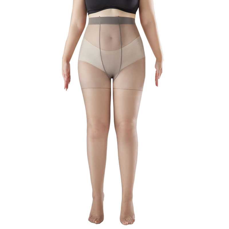 Plusock Ultra-thin High Waist Anti-snagging Sheer Pantyhose(2 Pairs) - Grey - XL - image 12