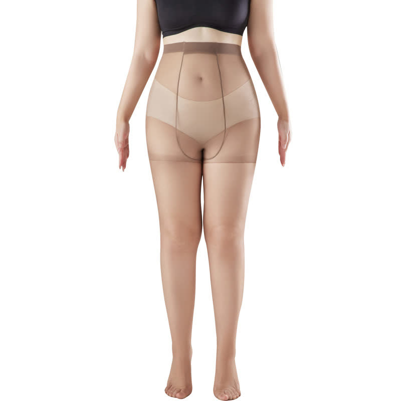 Plusock Ultra-thin High Waist Anti-snagging Sheer Pantyhose(2 Pairs) - Coffee - XL - image 11