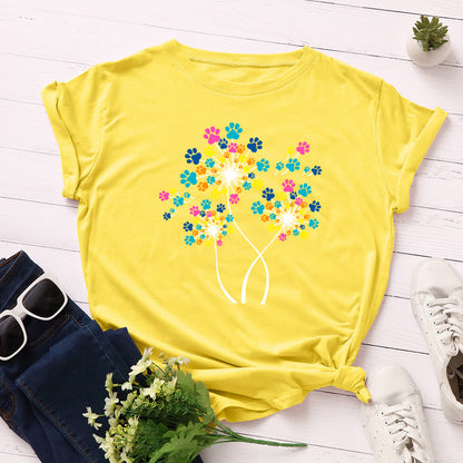 Plusock Plus Size Creative Dandelion Short Sleeve T-Shirt