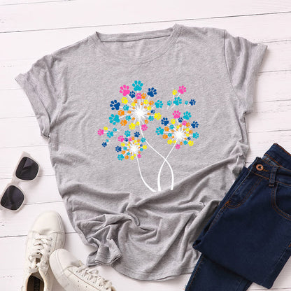 Plusock Plus Size Creative Dandelion Short Sleeve T-Shirt