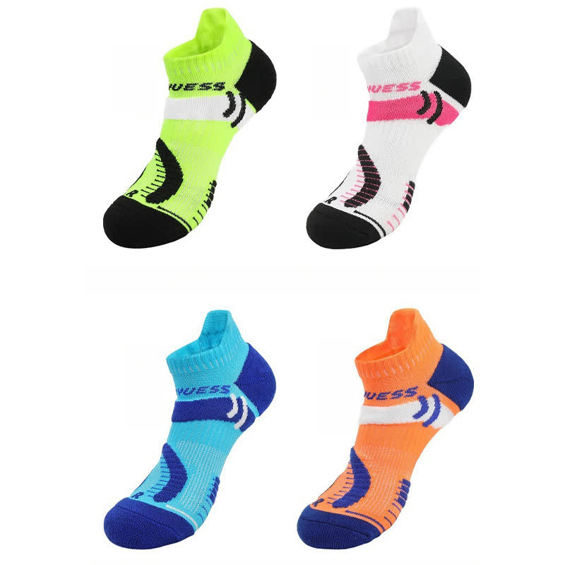 Bright Color Block Breathable Sports Ankle Socks(4 Pairs)