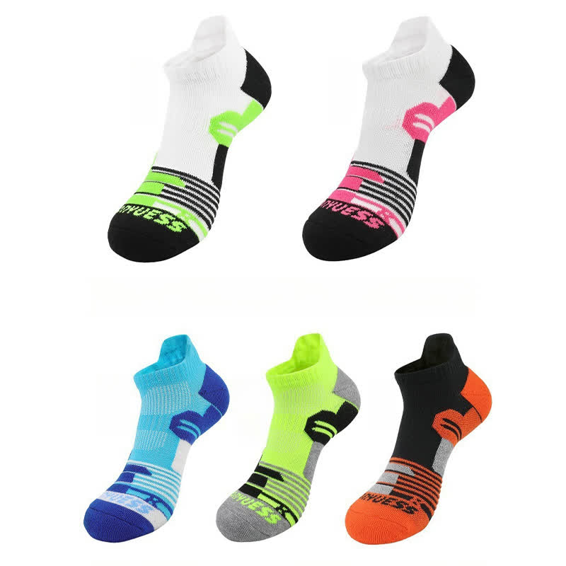 Color Block Stripe Breathable Sports Ankle Socks(5 Pairs)