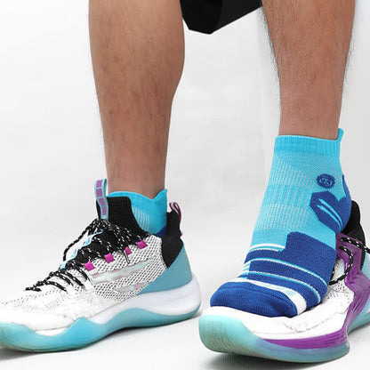 Color Block Stripe Breathable Sports Ankle Socks(5 Pairs)
