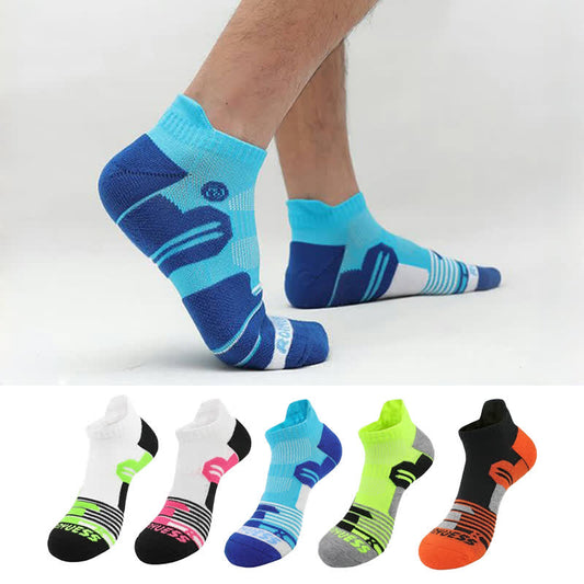 Color Block Stripe Breathable Sports Ankle Socks(5 Pairs)