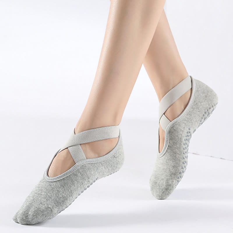 Cotton Non-Slip Cross Strap Floor Socks(6 Pairs)