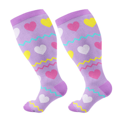 Plus Size Heart Flowers Compression Socks(3 Pairs)