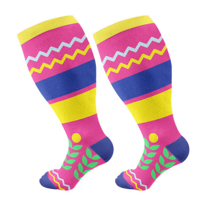 Plus Size Heart Flowers Compression Socks(3 Pairs)