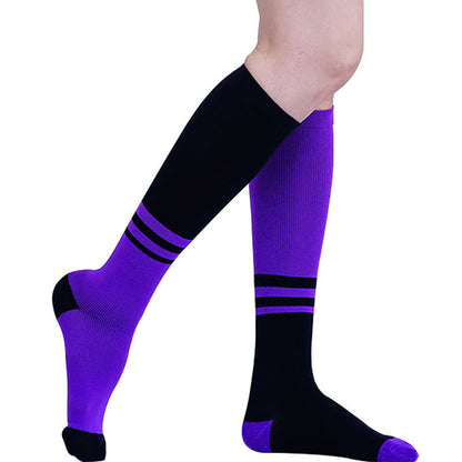 Striped Color Block Compression Socks(4 Pairs)